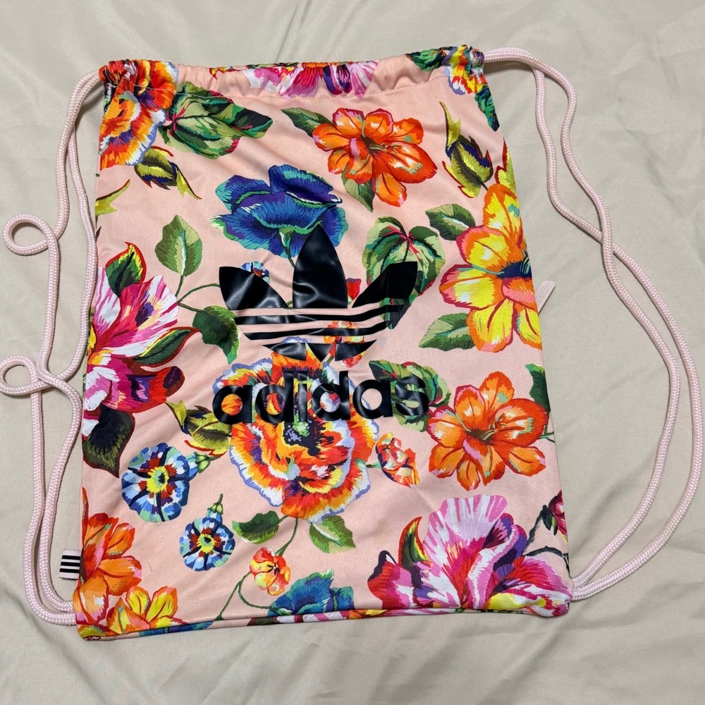 FARM Rio X Adidas Floralita Pink Floral Gym Sack / Backpack / Bag‎ 17.5" x 13.5" - Picture 2 of 14